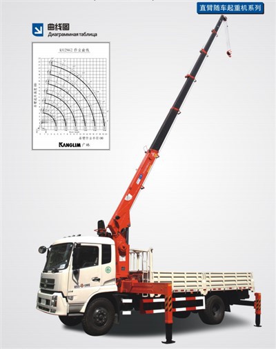 K1256G2 Xe cẩu mới Cần cẩu gắn trên xe tải bằng kính thiên văn